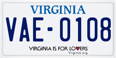 VA license plate VAE0108