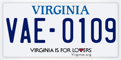 VA license plate VAE0109