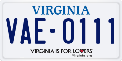 VA license plate VAE0111
