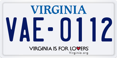 VA license plate VAE0112