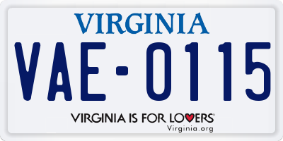VA license plate VAE0115