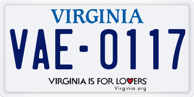 VA license plate VAE0117