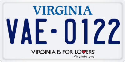 VA license plate VAE0122