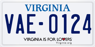 VA license plate VAE0124