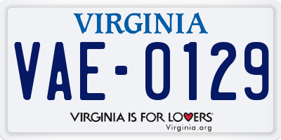 VA license plate VAE0129