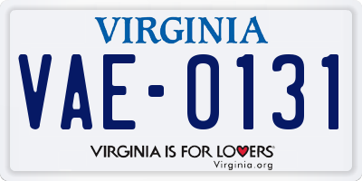 VA license plate VAE0131