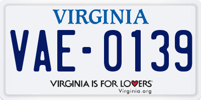 VA license plate VAE0139