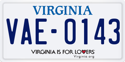 VA license plate VAE0143