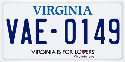 VA license plate VAE0149