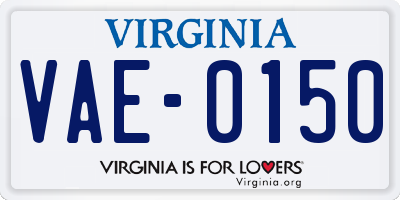 VA license plate VAE0150
