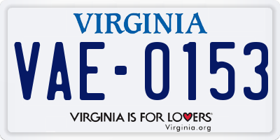 VA license plate VAE0153