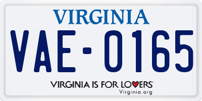 VA license plate VAE0165