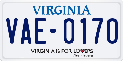 VA license plate VAE0170