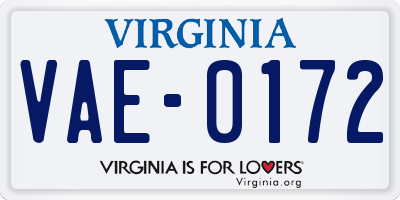 VA license plate VAE0172