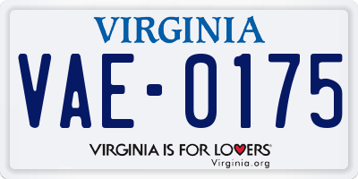 VA license plate VAE0175