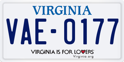 VA license plate VAE0177
