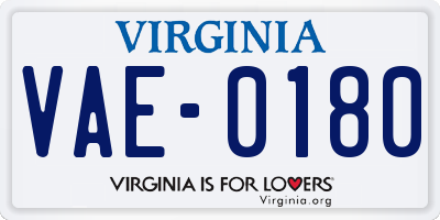 VA license plate VAE0180