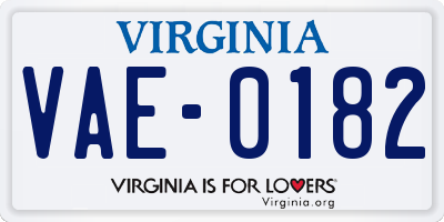 VA license plate VAE0182