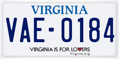 VA license plate VAE0184