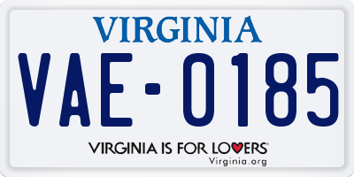 VA license plate VAE0185