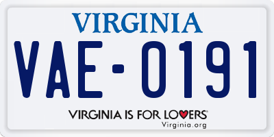 VA license plate VAE0191
