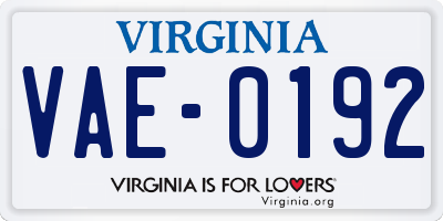 VA license plate VAE0192