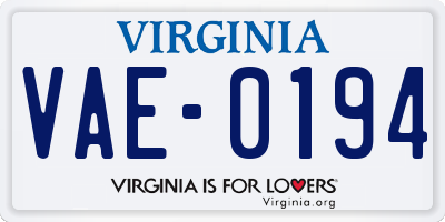 VA license plate VAE0194