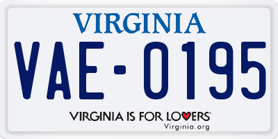 VA license plate VAE0195
