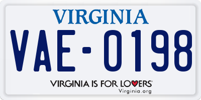 VA license plate VAE0198