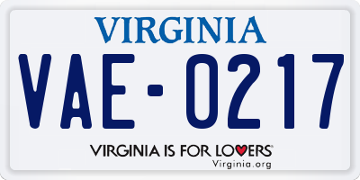 VA license plate VAE0217