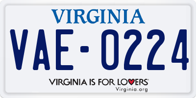VA license plate VAE0224