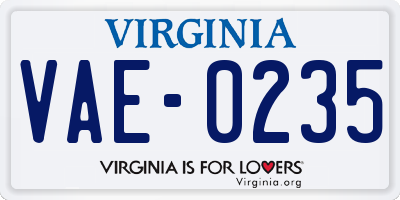 VA license plate VAE0235