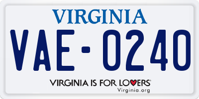 VA license plate VAE0240