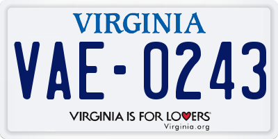 VA license plate VAE0243