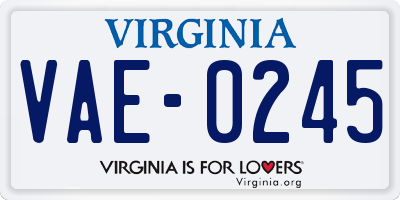 VA license plate VAE0245