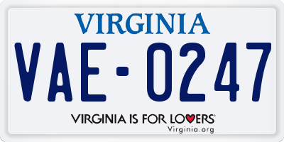 VA license plate VAE0247