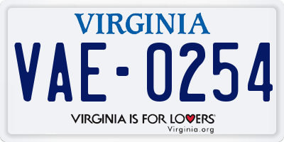 VA license plate VAE0254
