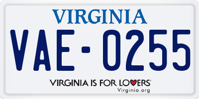 VA license plate VAE0255