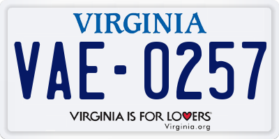 VA license plate VAE0257
