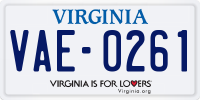 VA license plate VAE0261