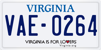 VA license plate VAE0264