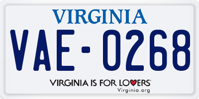 VA license plate VAE0268