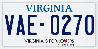 VA license plate VAE0270