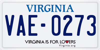 VA license plate VAE0273