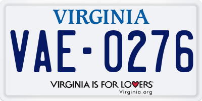 VA license plate VAE0276