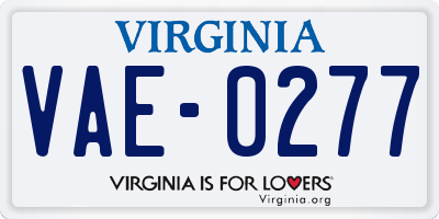 VA license plate VAE0277