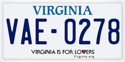 VA license plate VAE0278