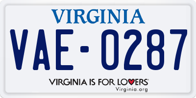VA license plate VAE0287