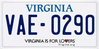 VA license plate VAE0290