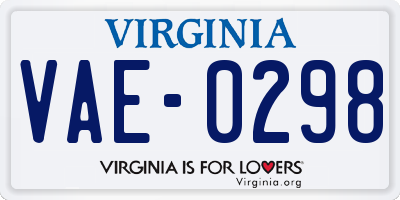 VA license plate VAE0298